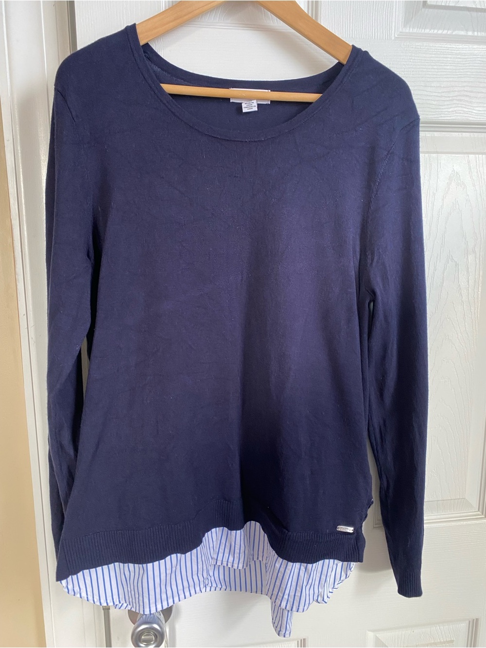 Calvin Klein Women’s Navy Layered-Look Long Sleeve Top